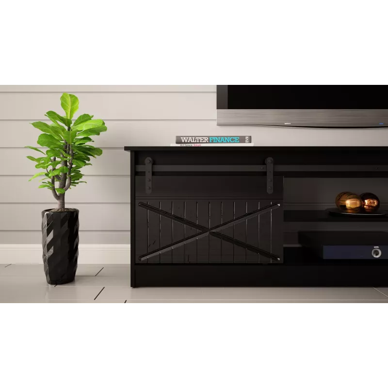 RTV GRANERO 200x56.7x35 black/black gloss cabinet