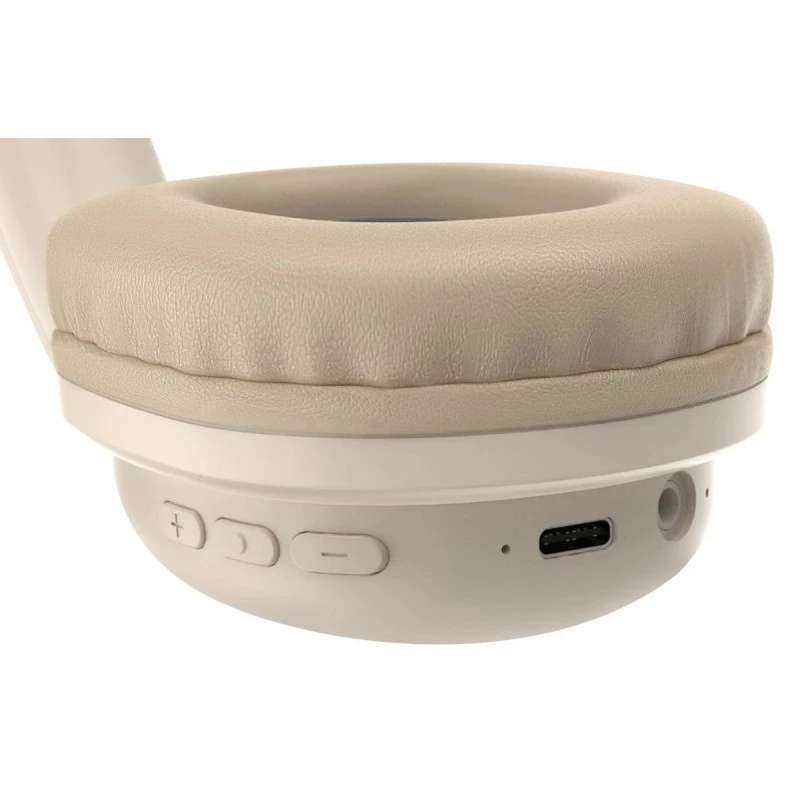Wireless over-ear headphones DEFENDER EEMOTION B640 BEIGE — binaural, closed acoustic, USB-C, AUX, 20–20000 Hz, 105 dB