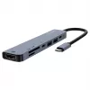 USB Type-C hub SAVIO AK-82 with HDMI, MicroSD, USB 3.2 Gen1, PD passthrough, 4K@30Hz, 5000 Mbit/s, black