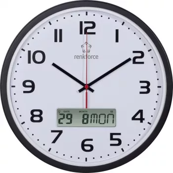 Wall clock Renkforce HD-WRCL135, 32 cm diameter, black