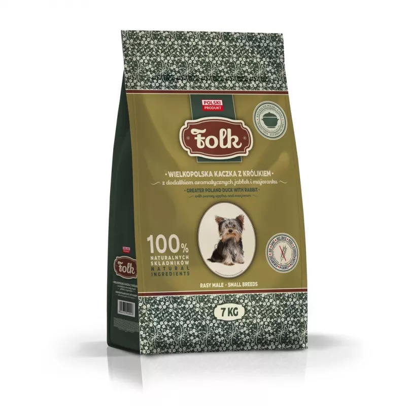 FOLK Small breeds Traditional Greater Poland duck with rabbit, apples and marjoram - dry dog food - 7kg