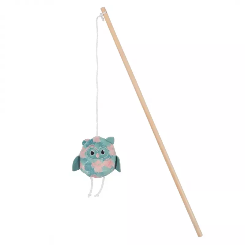 Cat wand toy ZOLUX Ethicat Owl fishing rod, wood, catnip-filled, 40 cm