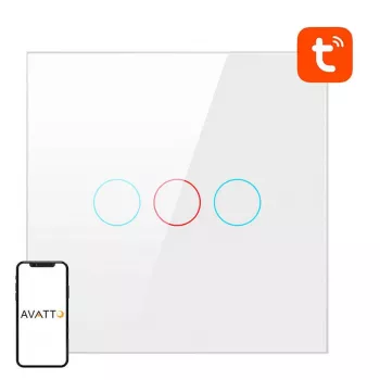 Smart light switch Avatto TS02-EU-W3 WiFi 3-way — wall-mounted Wi‑Fi switch for multi‑location control