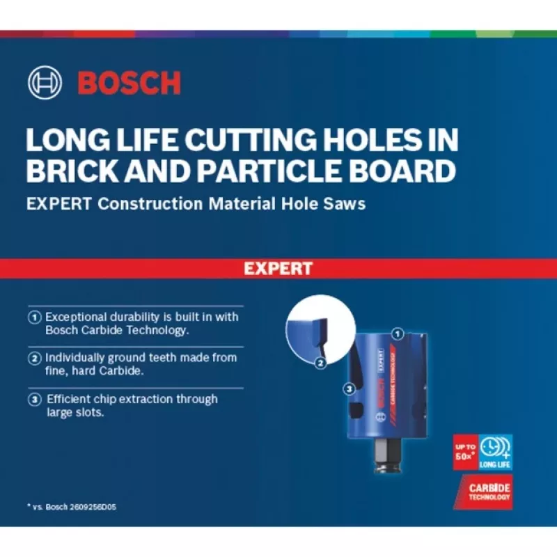 Bosch 2 608 900 490 Expert Construction Material Hole Saw Set, 10 pcs, 20-64 mm