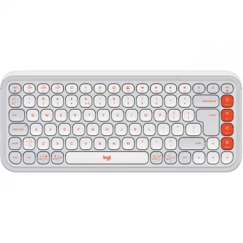 Logitech POP Icon Keys - Keyboard - Wireless - Bluetooth LE - QWERTY - US International - Off White, orange (920-013072)