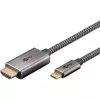 USB Braided Adapter Cable, USB-C Plug > HDMI Plug, 4K / 60Hz (black/Silver, 2 Meter)