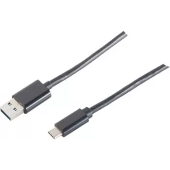 USB Cable S/CONN 14-10005 USB 2.0 1m USB A USB C Black