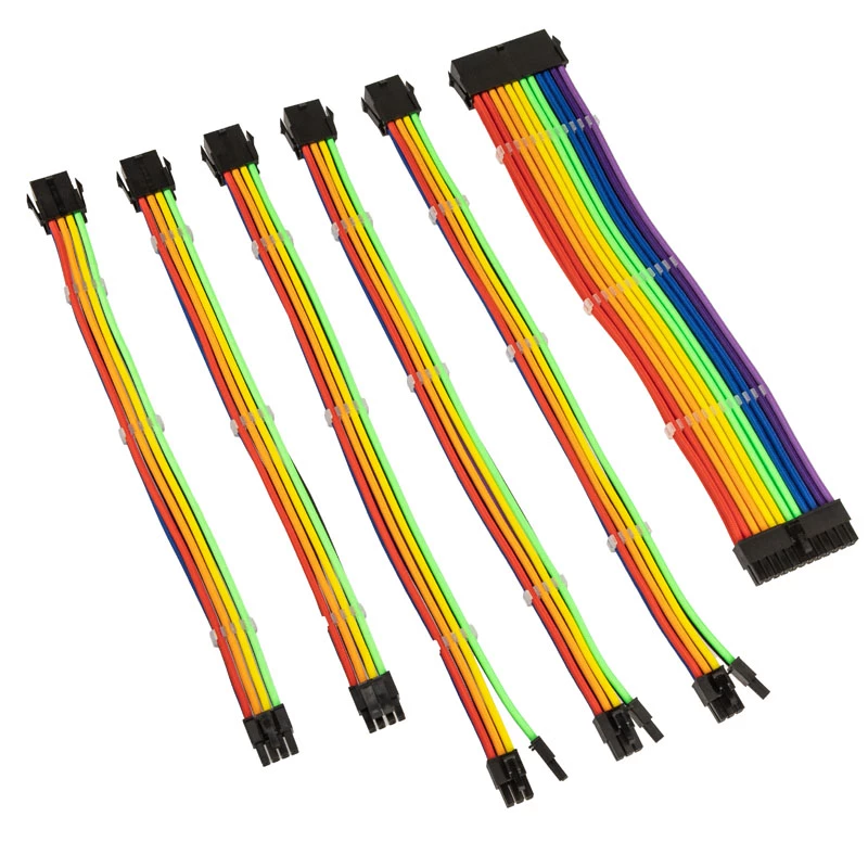 Braided Cable Extension Kit Kolink Core Adept — 6-piece set, PET jacket, copper conductors, lengths 300–350 mm