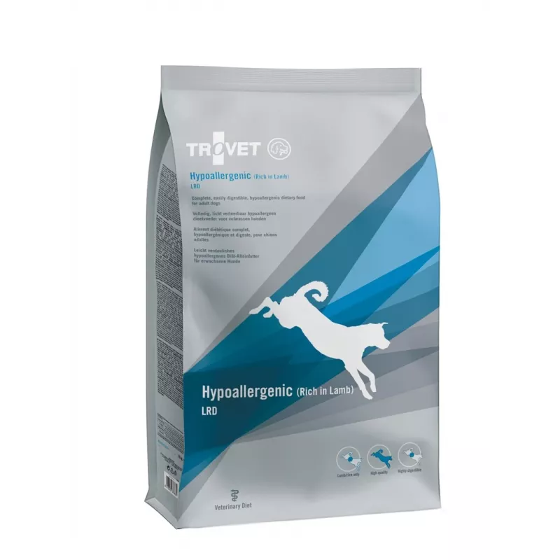 Dry dog food TROVET Hypoallergenic LRD Lamb 3 kg — adult dogs, 20% protein, 16% fat, gluten & soy free
