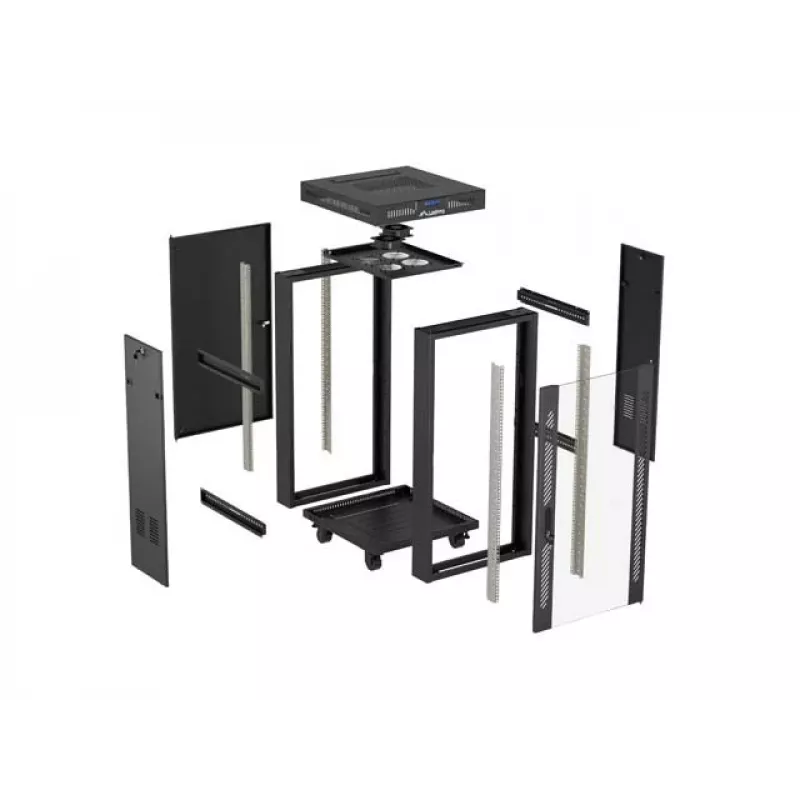 Freestanding rack cabinet LANBERG FF01-6624-12BL 24U 19 inch 600×600 mm, IP20, 1200 kg, black