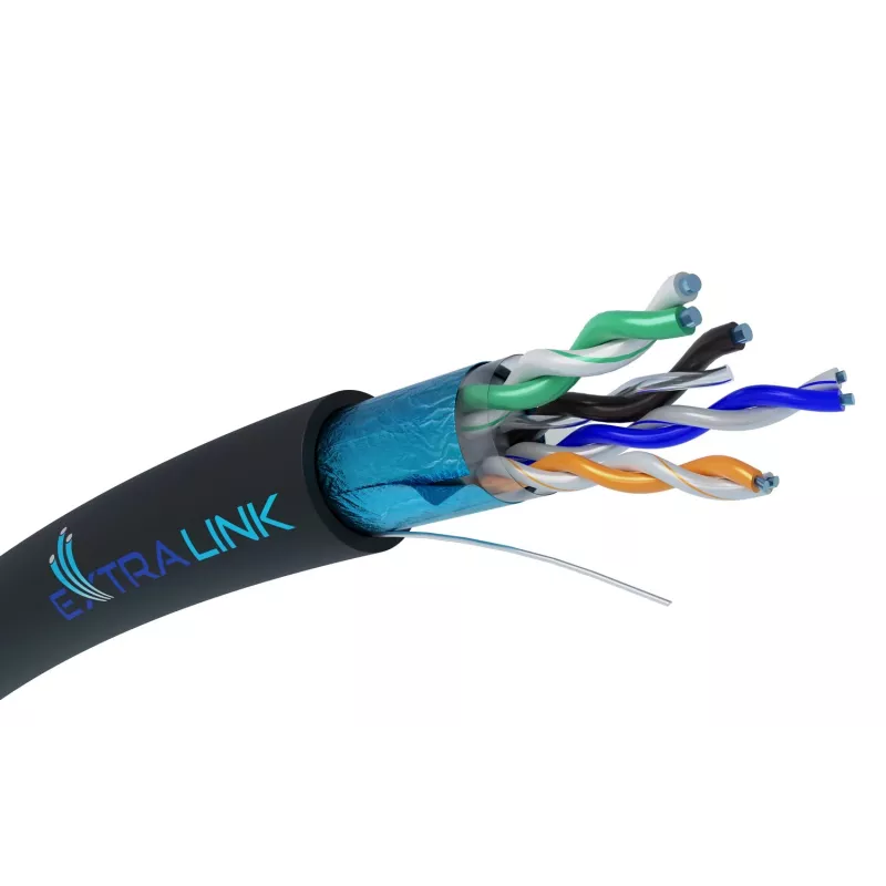 Network Cable Extralink Twisted pair CAT5E FTP Outdoor 305m Black