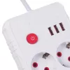 Power strip MACLEAN MCE387 W — 2 sockets, 3×USB A, 110–240V, 2500W, 1.5 m cable, white