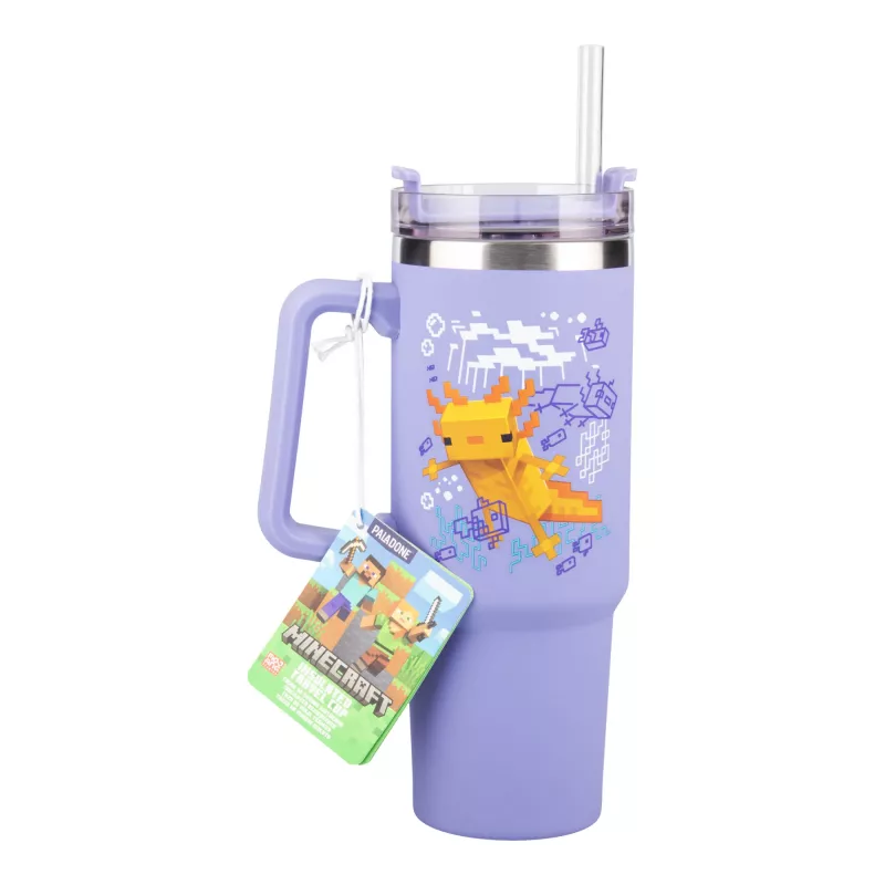 Paladone Minecraft Purple Insulated Cup with Straw, 900 ml