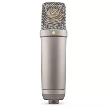 Studio condenser microphone RØDE NT1‑A 5th Gen — cardioid, XLR/USB, 24/32‑bit, up to 192 kHz, max SPL 142 dB, silver