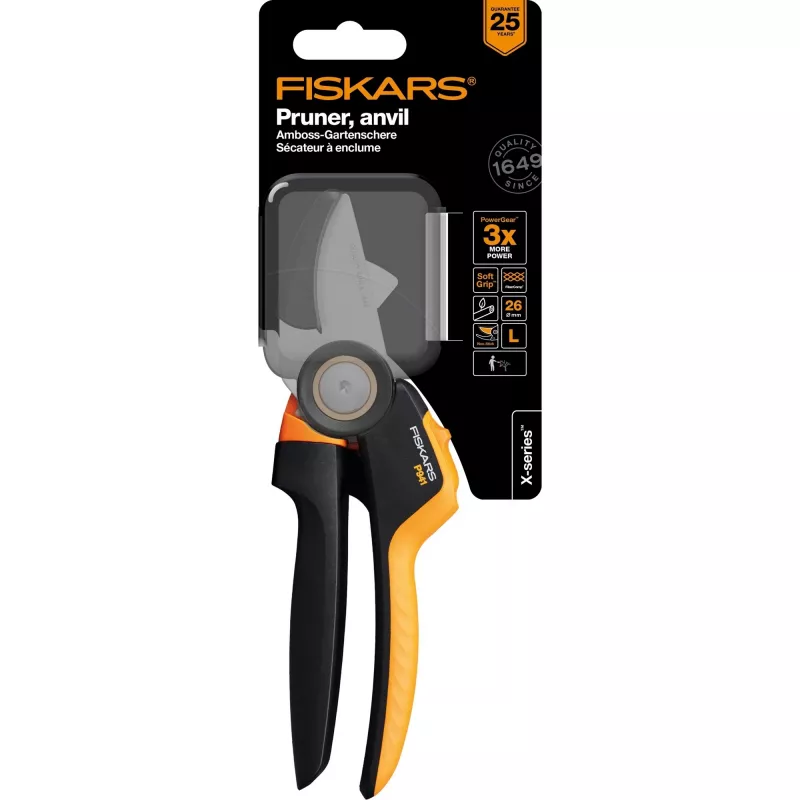 Fiskars X-Series P941 pruning shears Anvil Black, Orange