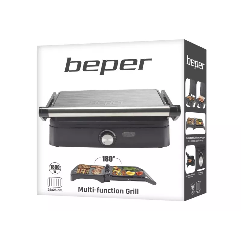 Electric toaster Beper P101TOS502 — 2-slice stainless steel toaster, compact design