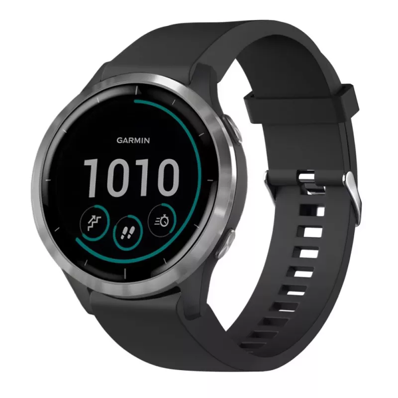 Silicone watch strap FIXED for Garmin QuickFit 20 mm, black