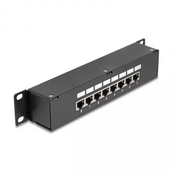DeLOCK 10 inch Coupler Patch Panel 8 Port Cat.6 RJ45 Black 1U