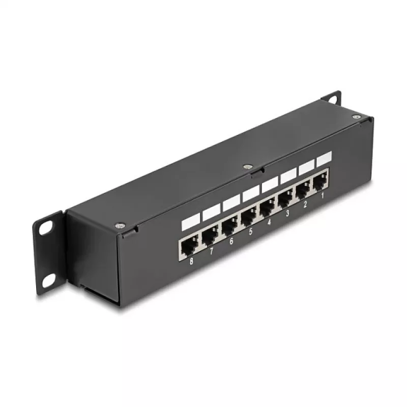 DeLOCK 10 inch Coupler Patch Panel 8 Port Cat.6 RJ45 Black 1U