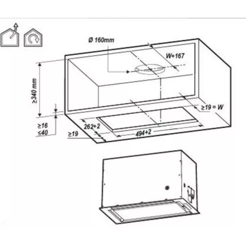 Elica LANE-80-BLK Lane 72cm Canopy Cooker Hood - Black