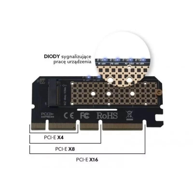 Expansion card, adapter M.2 NVMe M-Key PCI-E Savio AK-41