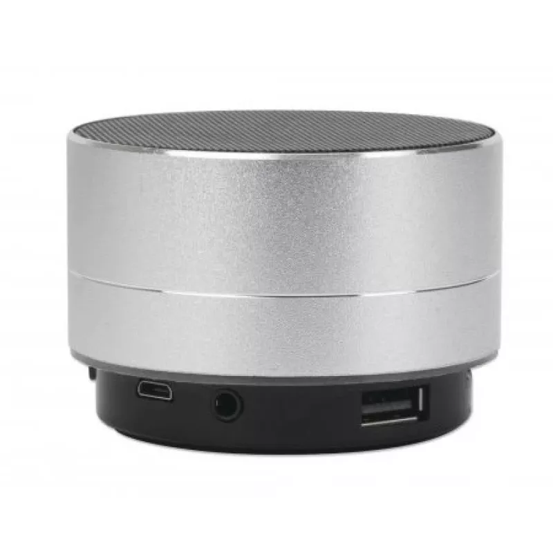 Manhattan Metallic Bluetooth Speaker, Splashproof, Range 10m, microSD card reader, Aux 3.5mm connector, USB-A charging cable included (5V charging), Silver, Three Years Warranty