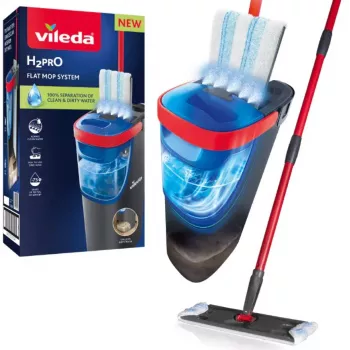 Mop VILEDA Microfibre 1200 ml Wet, 360° rotating head, 140.5 cm stick, removable machine-washable head