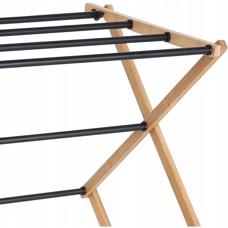 Clothes horse PROMIS ANCONA, foldable steel dryer with wood finish, 10 m drying space, 1000 mm height
