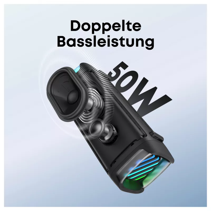 ANKER Soundcore Boom 3i black robuster Outdoor Bluetooth Speaker IP68 50W BassUp 16h Spielzeit Lichtshow TWS-Stereo