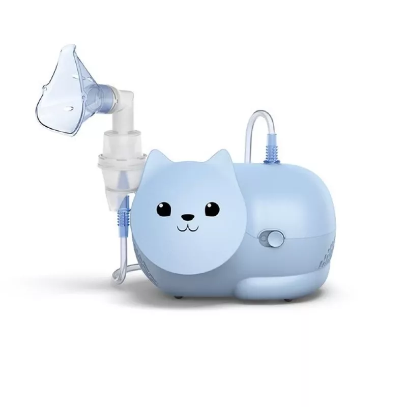 Mesh nebuliser Omron Nami Cat NE-C303K-KDE — tabletop inhaler, 0.35 ml/min, for children and adults, blue, W235×D148×H157 mm