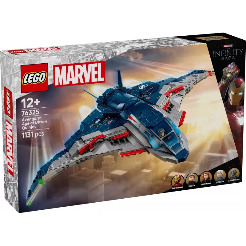 LEGO Quinjet construction set 76325 — Marvel, 1131 pieces, 5 minifigures, for ages 12+, 280×450×300 mm