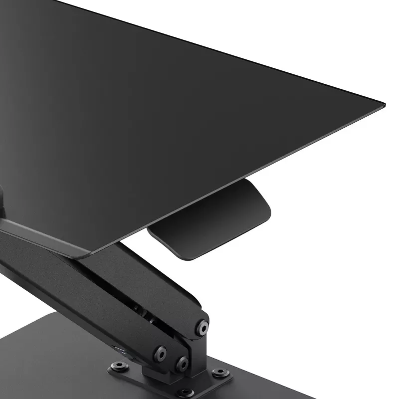 Maclean desk stand for monitor or laptop, gas spring, for standing and sitting work, black, MC-493