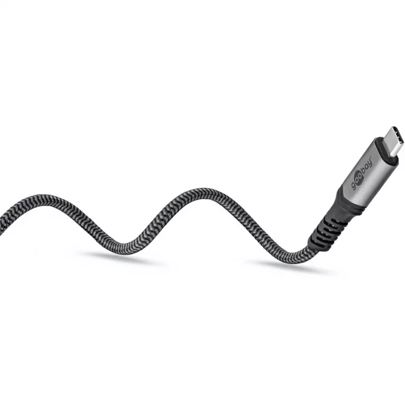 Goobay USB Cable-C with Braided Sleeve, USB4, 240 W, 40 Gbit/s, Power Delivery, 1,5 M (1.50m, USB 4.0, 240W), USB Cable