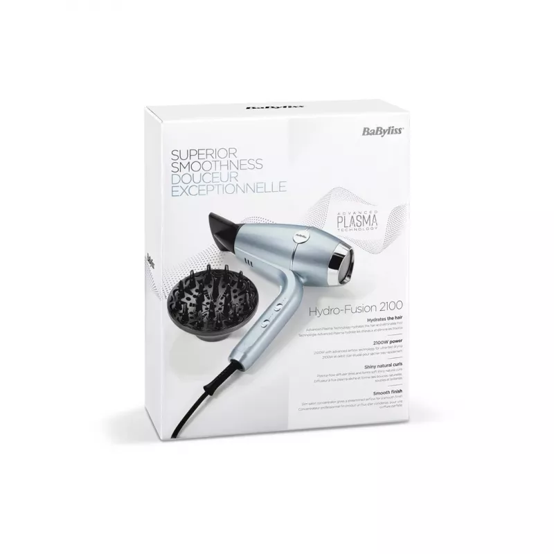 Hair dryer BABYLISS D773DE 2100 W, ionic, 3 heat / 2 speed, cool shot, 2 nozzles, metallic