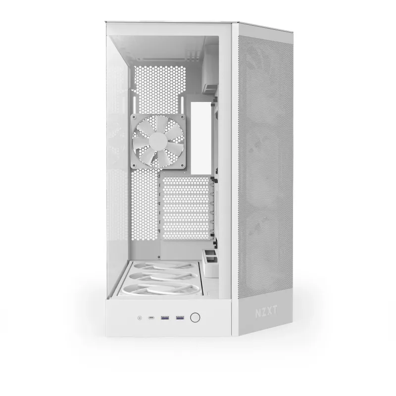 PC Midi Tower case NZXT H9 Flow RGB+ — White, supports ATX/EATX/Micro-ITX, tempered glass, 3x140mm front + 1x120mm rear fans