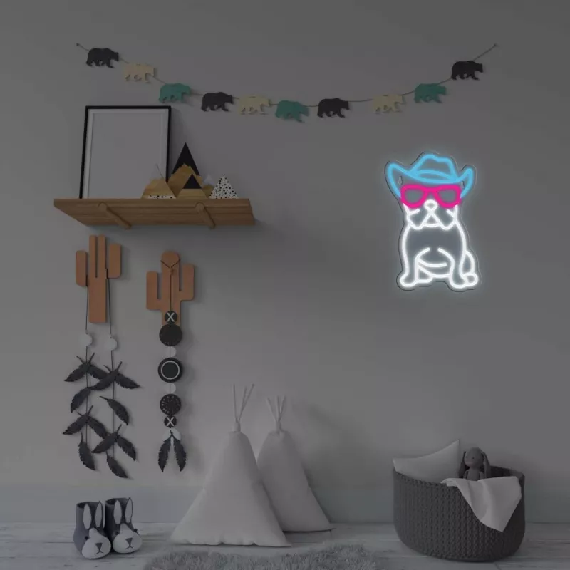 Neon Lights MANTA SNL114MT Bulldog with Glasses neon sign
