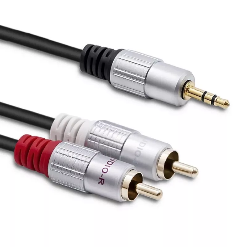 Audio cable Qoltec 52339 1m 2xRCA 3.5mm Black