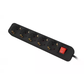 Power Extension Cable Lanberg PS1-05F-0300-BK 3m 5 AC Outlets Indoor Black