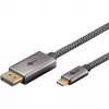 USB Adapter Cable, USB-C Plug > DisplayPort Plug, 4K 60Hz (black/Silver, 2 Meter, Braided Cable)