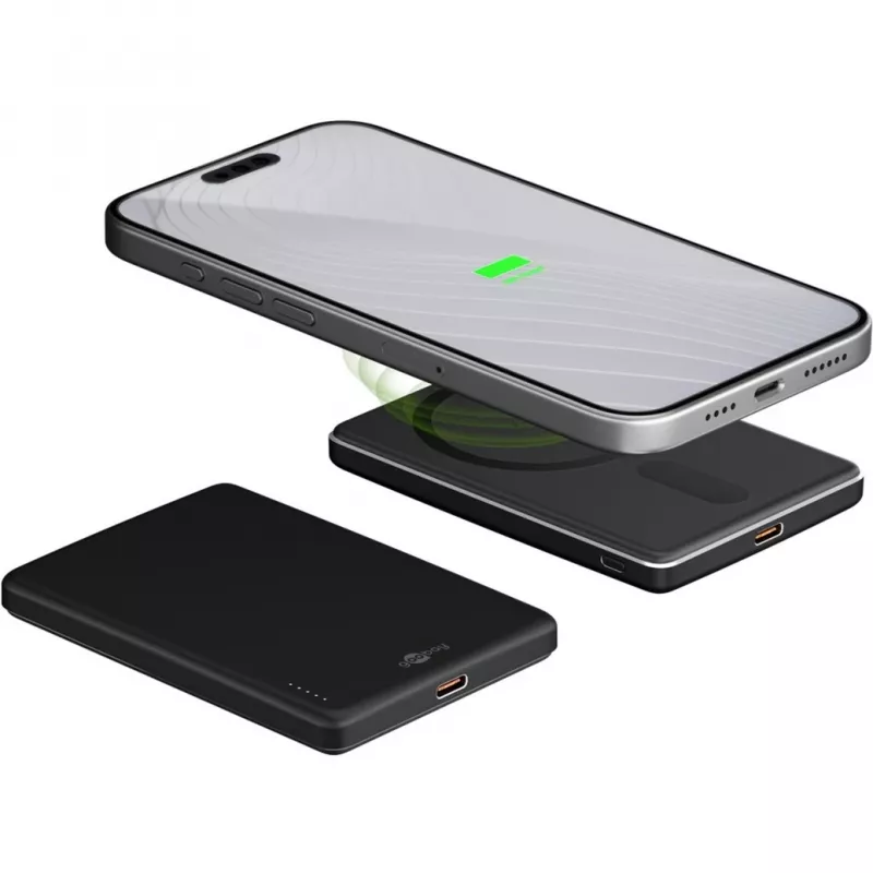 Goobay Magnetic Wireless Power Bank | 70182 | 5000 mAh | USB-C | Black