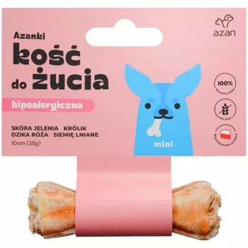 Dog treat Brit AZANKI hypoallergenic mini bone 10 cm — deer skin, rabbit, flaxseed, 28 g for small breeds