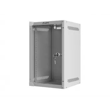 Lanberg WF10-2309-10S 9U 10 inch Wall-Mounted Rack Cabinet, 280x310x469 mm, 20 kg Load, Grey, Lockable Glass Door