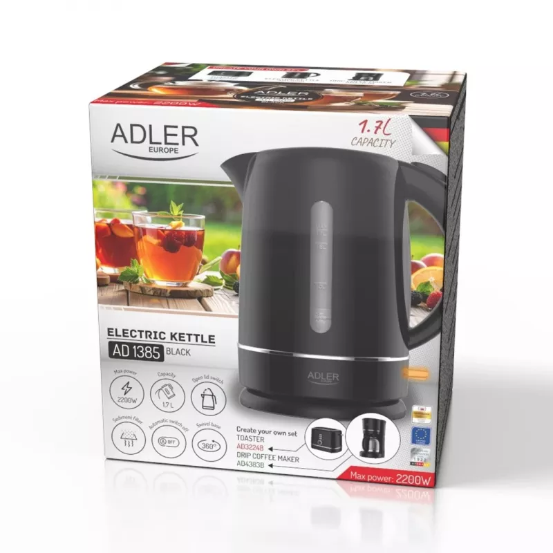Adler 1385B Black White Electric Kettle