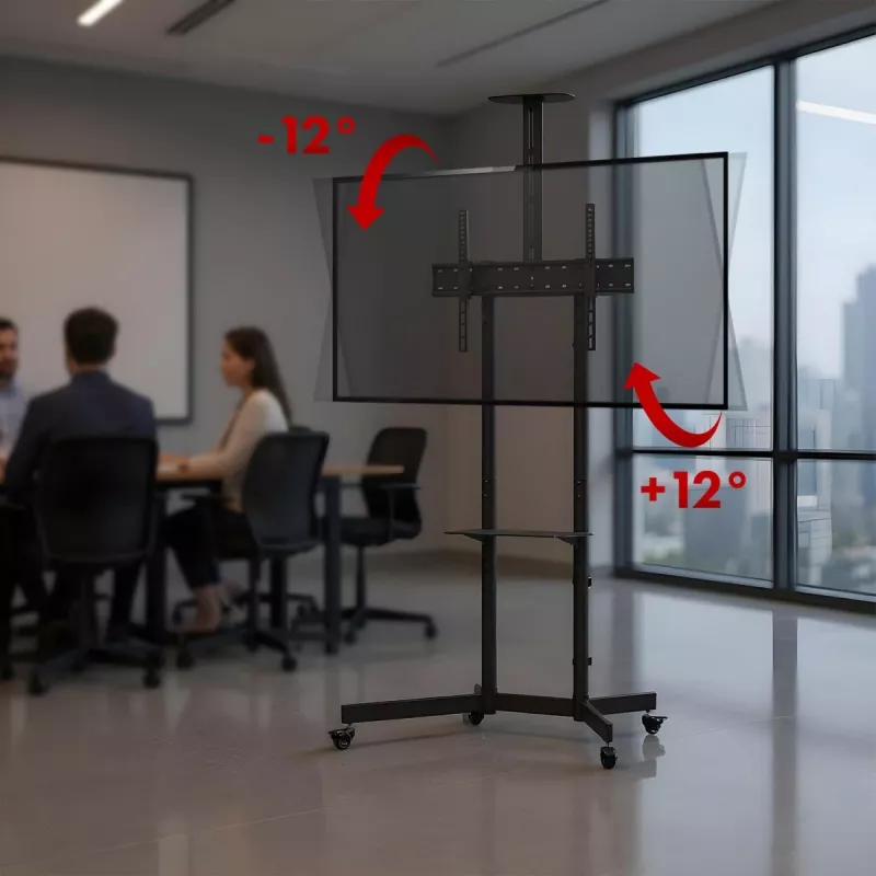 Maclean TV stand / cart, camera shelf, on wheels, 37-70, max load 45kg/5kg shelf, max. VESA 600x400, MC-113 B