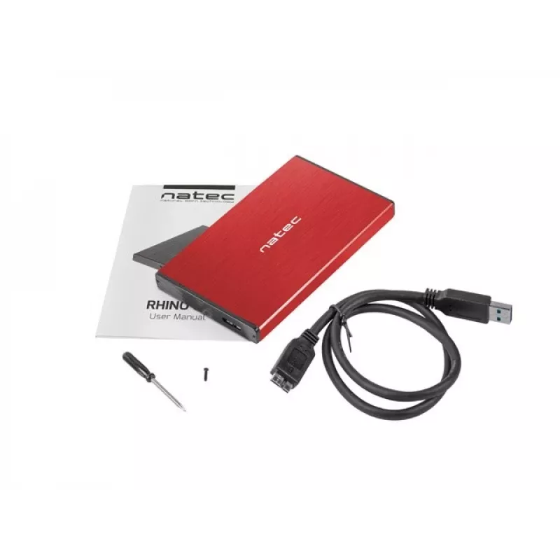 NATEC HDD ENCLOSURE RHINO GO (USB 3.0, 2.5, RED)