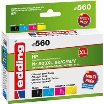edding printer cartridges EDD-560 black, cyan, magenta, yellow compatible with HP 903XL 3HZ51AE, set