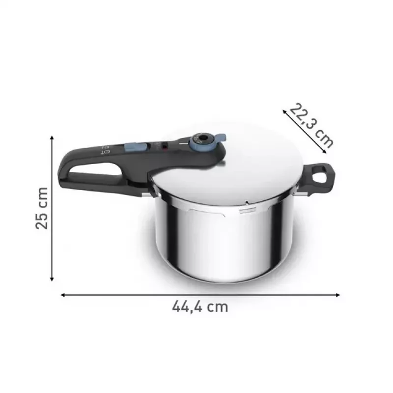 Pressure cooker Tefal SECURE TRENDY 6L with stainless steel steaming basket, induction compatible