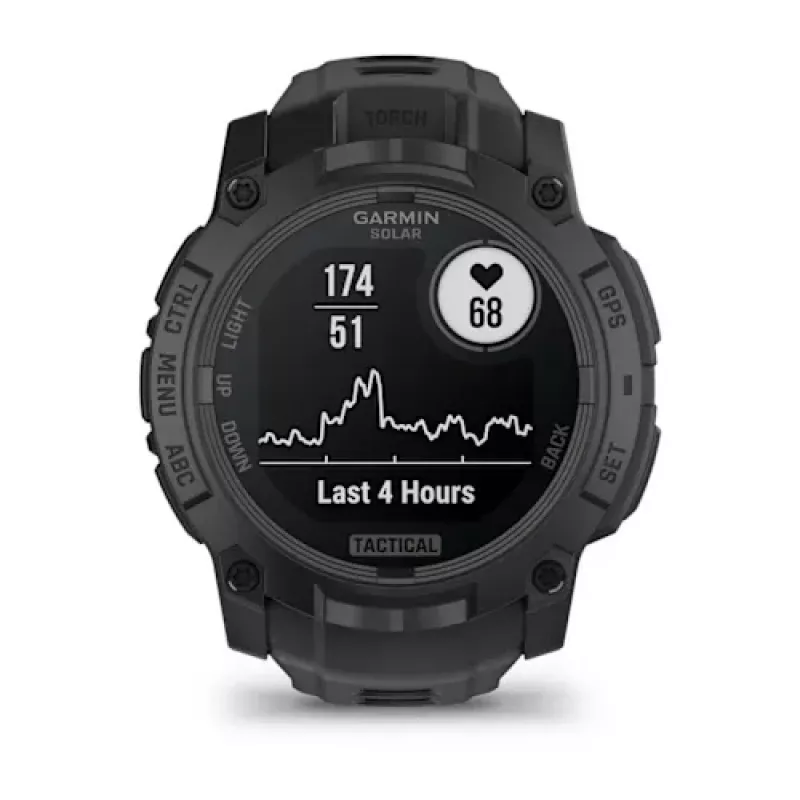 Smartwatch GARMIN Instinct — 45 mm, 3.05 cm (1.2 inch) AMOLED 390×390 Touchscreen, 4 GB, GPS, Silicone Band Black, 53 g