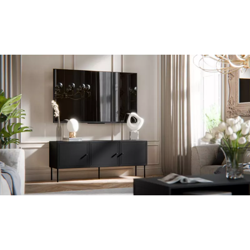 RTV 3D cabinet PALAZZO BIS 151x40x60 black matt