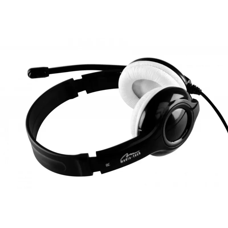 Headphones MEDIA-TECH MT3573 wired binaural foldable with boom mic, 1.9 m cable, USB, black